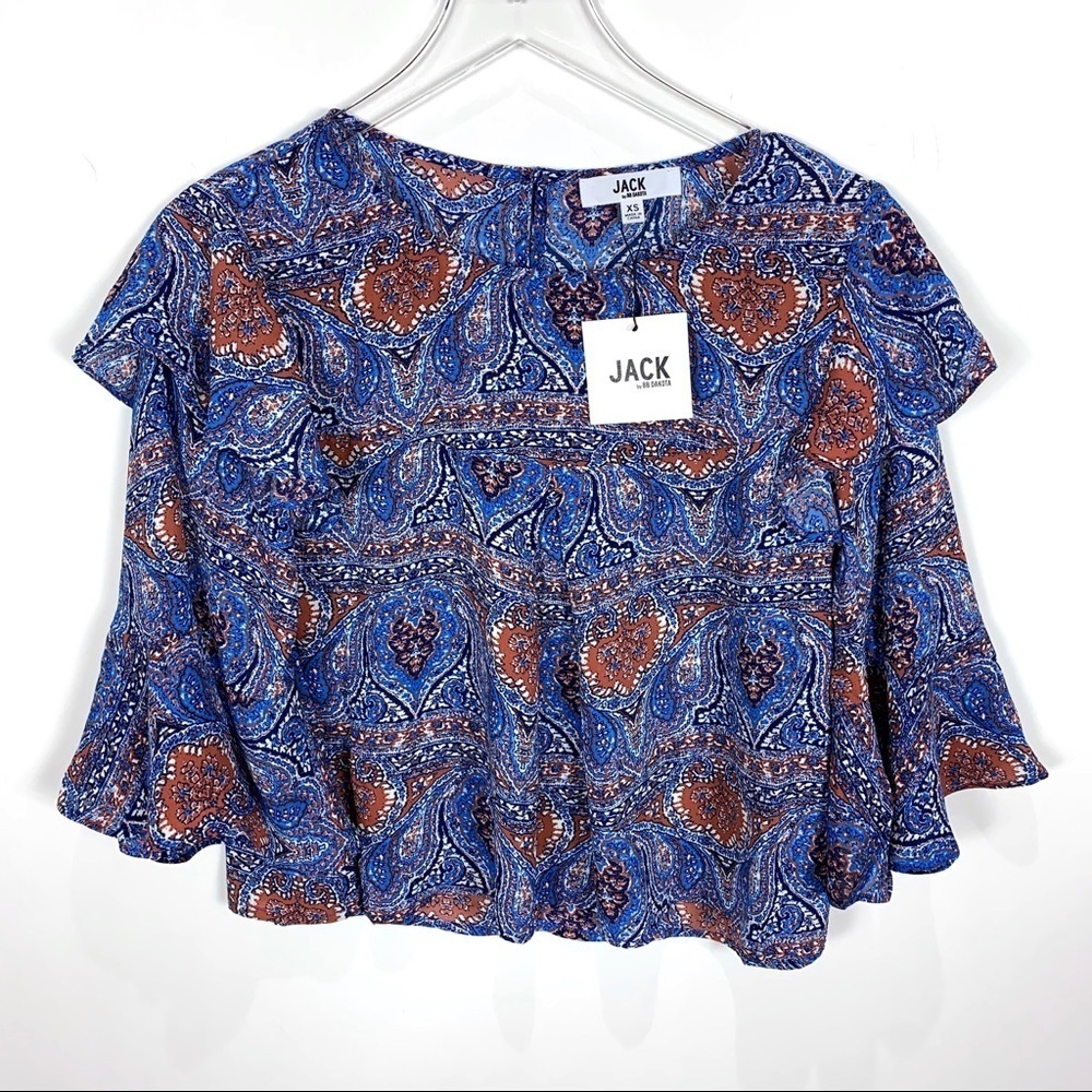 Jack by BB Dakota paisley blouse top blue